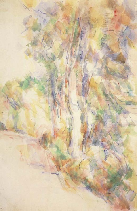 Paul Cezanne Road with trees on a slope